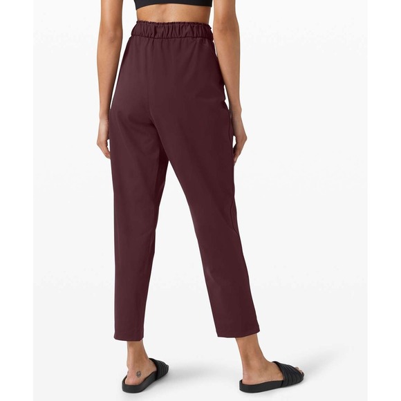 Lululemon Keep Moving Pant 7/8 High Rise Pockets Stretch Cassis Maroon Size 14 - Picture 10 of 13